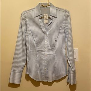 Blue & White Stripe Long Sleeve Button Down